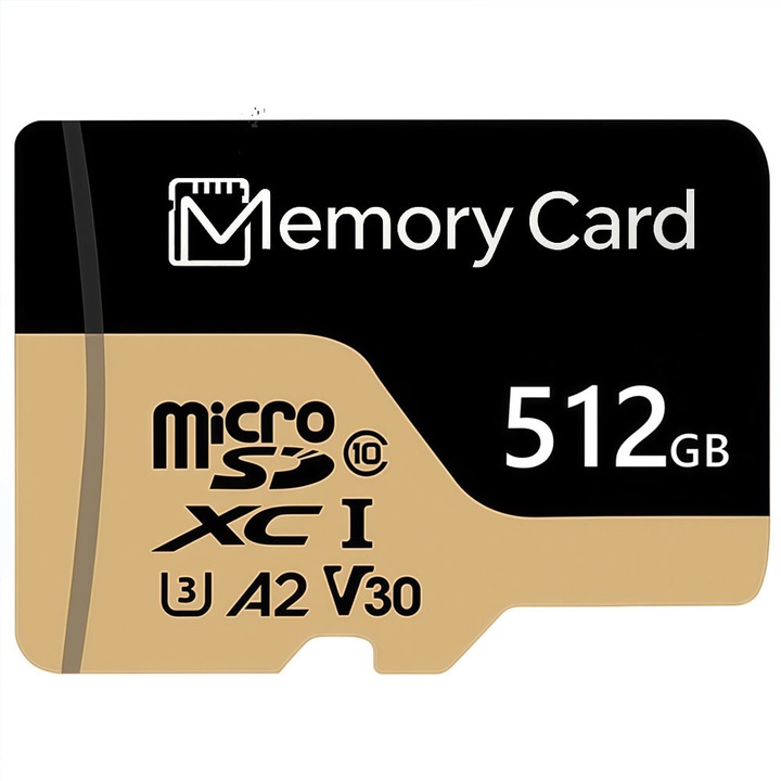 SD kártya 512GB SD adapterrel, nagy sebességű memóriakártya, UHS-I C10 A2 TF memóriakártya táblagéphez/mobiltelefonhoz/fényképezőgéphez/autórádióhoz/játékkonzolhoz/fedélzeti kamerához és drónhoz