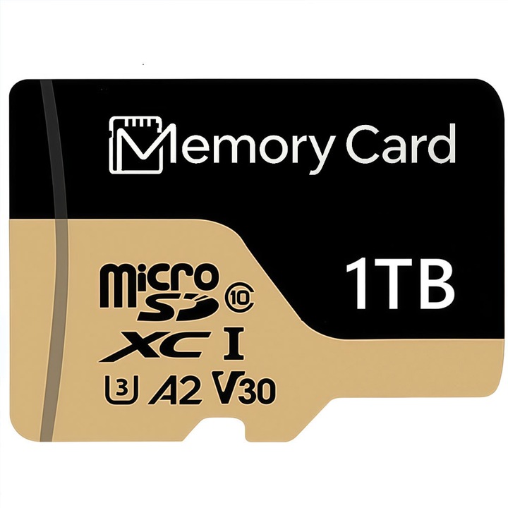 SD kártya 1TB SD adapterrel, nagy sebességű memóriakártya, UHS-I C10 A2 TF memóriakártya táblagéphez/mobiltelefonhoz/fényképezőgéphez/autórádióhoz/játékkonzolhoz/fedélzeti kamerához és drónhoz
