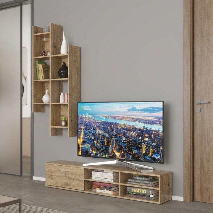 Set Mobilier Living Sarona, stejar, 150x35x160 cm