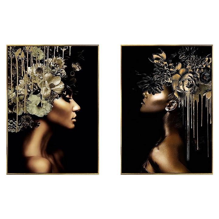 Комплект от 2 декоративни картини, лакирана олеография Women II 50 x 70 cm