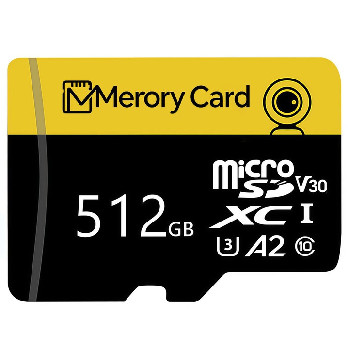 Card Micro SD de 512 GB, camera 4K Pro, video UHD pentru GoPro, camera de actiune, drona, smartphone, card de memorie MicroSDXC UHS-I U3 A2 V30