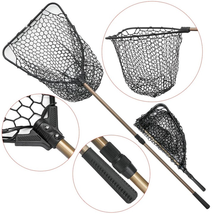 Baracuda F50SQ120 háromszögletű merítőháló, teljes hossza 1.71 m, nyílás 50 cm