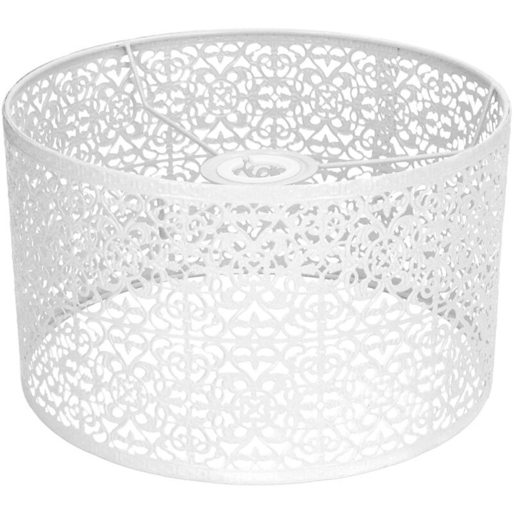 Abajur metalic, 25x16cm, design elegant, compatibil E27/E14, alb