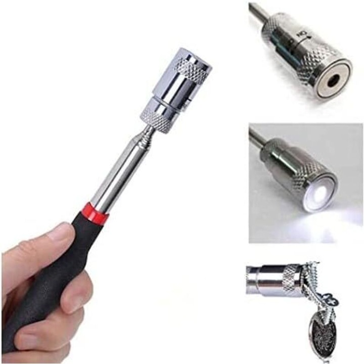 Unealta magnetica telescopica cu LED pentru recuperarea piulitelor si suruburilor