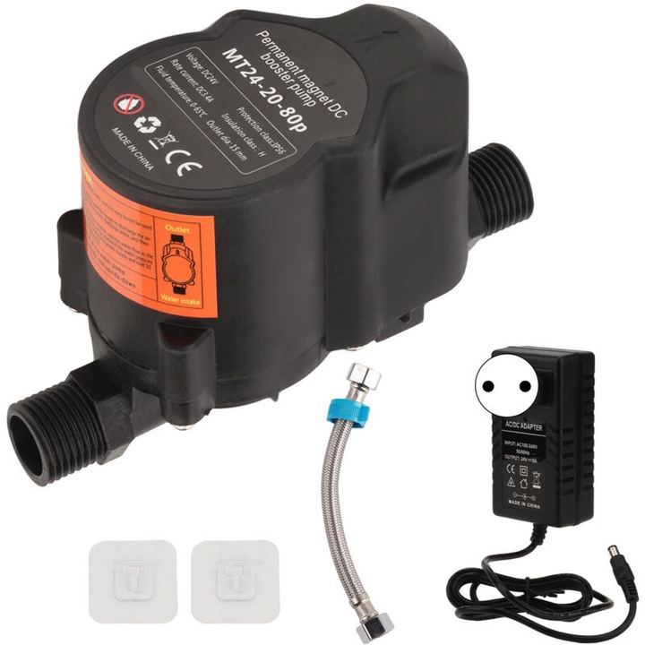 Automata nyomásfokozó vízpumpa, MT24 20 80P, 80W, 24V, 20m, 15mm, adapterrel és tömlővel készletben
