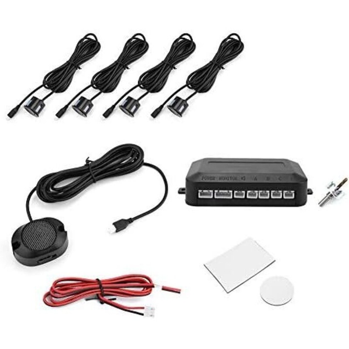 Sistem radar de parcare auto cu 8 senzori ultrasonici, display LED, avertizare sonora, usor de instalat