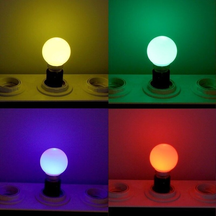 24 db LED B22 3W izzó készlet, többszínű, 67x45mm