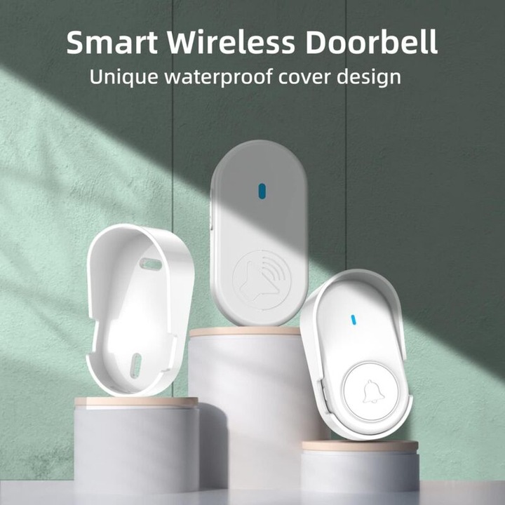 Sonerie wireless cu 2 receptoare, IP65 rezistent la apa, raza de pana ...