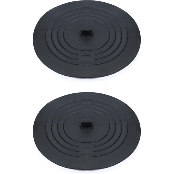 Set de 2 dopuri de scurgere din silicon, 15 cm, negru