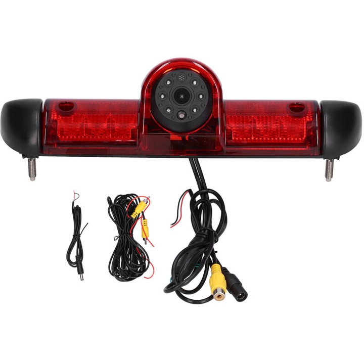 Tolatókamera Fiat Ducato, Peugeot Boxer, Citroen Jumper 2006-2015 modellekhez, éjjellátó 10,7 m, 170°-os látószög, IP68, fúrás nélküli rögzítés, Piros, 1 db.