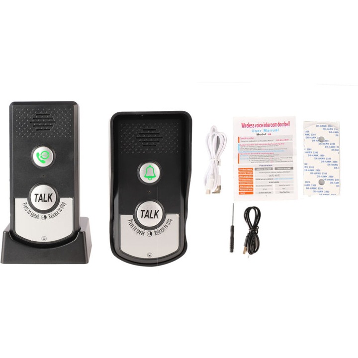 Sonerie electrica wireless, 1000m, 2000 mAh, 3 niveluri de volum, set complet