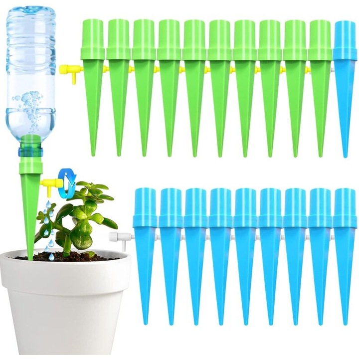 Set 20 Sticle Irigare prin Picurare, Sistem Automat de Udat Gradina, Material ABS, Dimensiune Deschidere 2.1cm