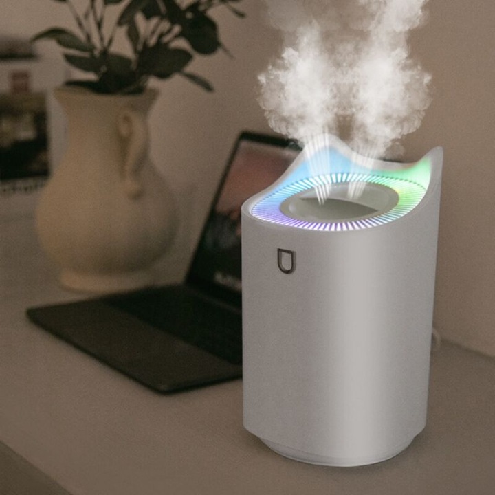 USB овлажнител 3L, 2 дюзи, непрекъснат и прекъснат режим, 24 часа, преносим