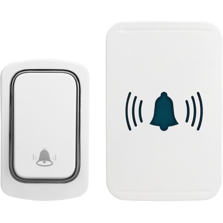 Sonerie electrica WiFi, IP54, 38 melodii, 5 niveluri de volum, 150m raza de actiune