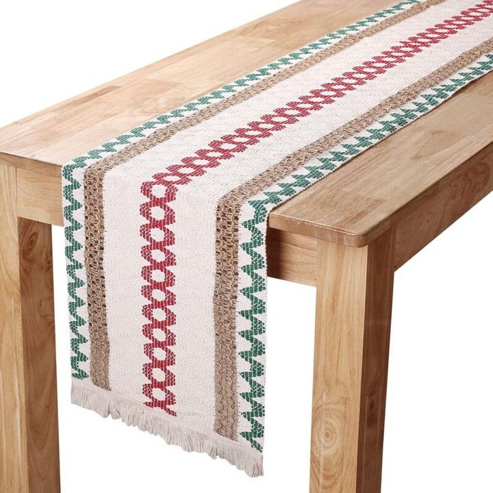 Fete de masa, Macrame, bumbac si in, 30x275cm, multicolor