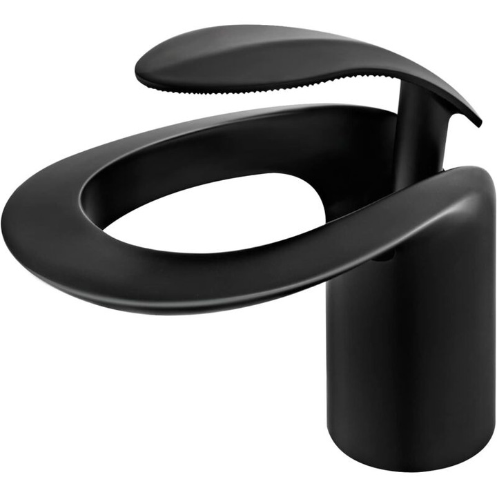 Mosdó csaptelep, modern design, fekete, egykaros csapteleppel, teljes szerelőkészlettel