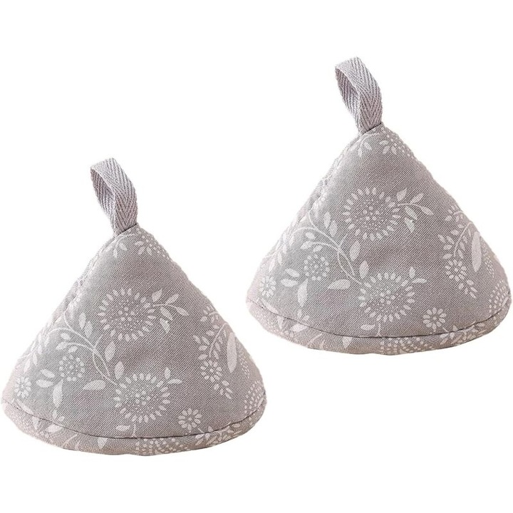 Set 2 Manusi Bucatarie din Bumbac, Capace Termorezistente pentru Manere, Design Triunghiular, Multicolor, 12x9cm