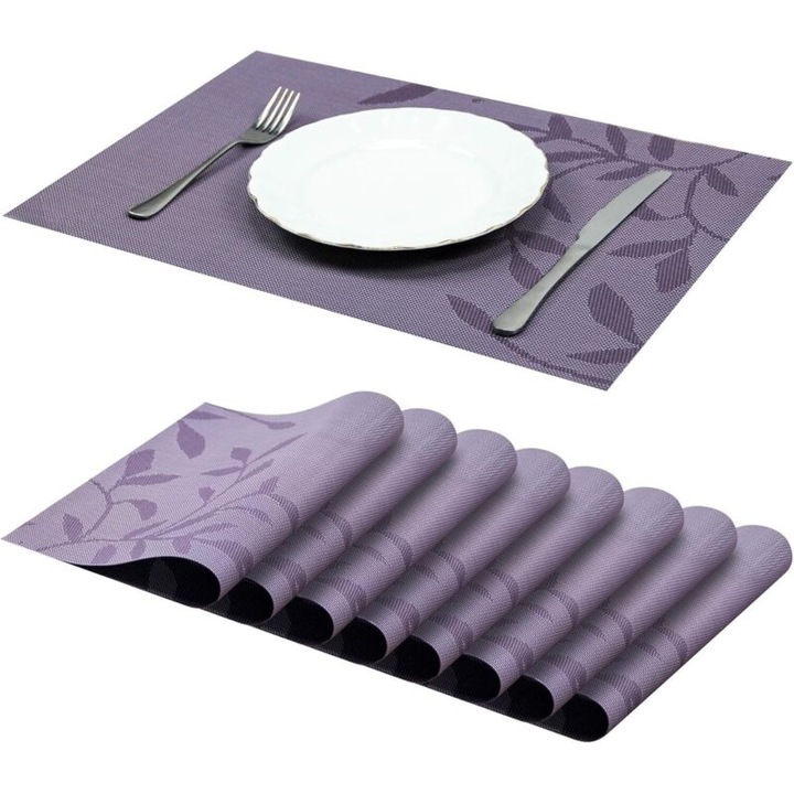 Set de 8 servete non-aderente PVC, violet, 45x30cm