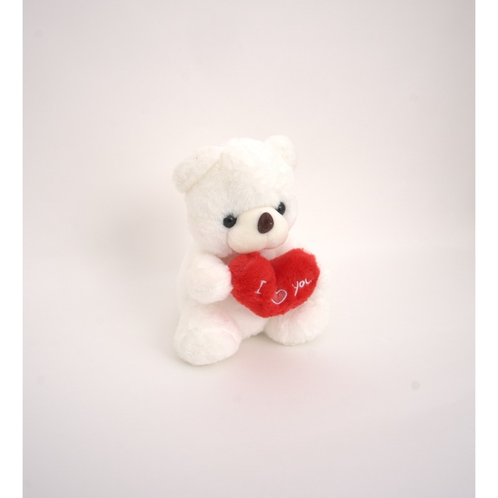Plüssmackó, fehér színű, M 25 cm, SL1824