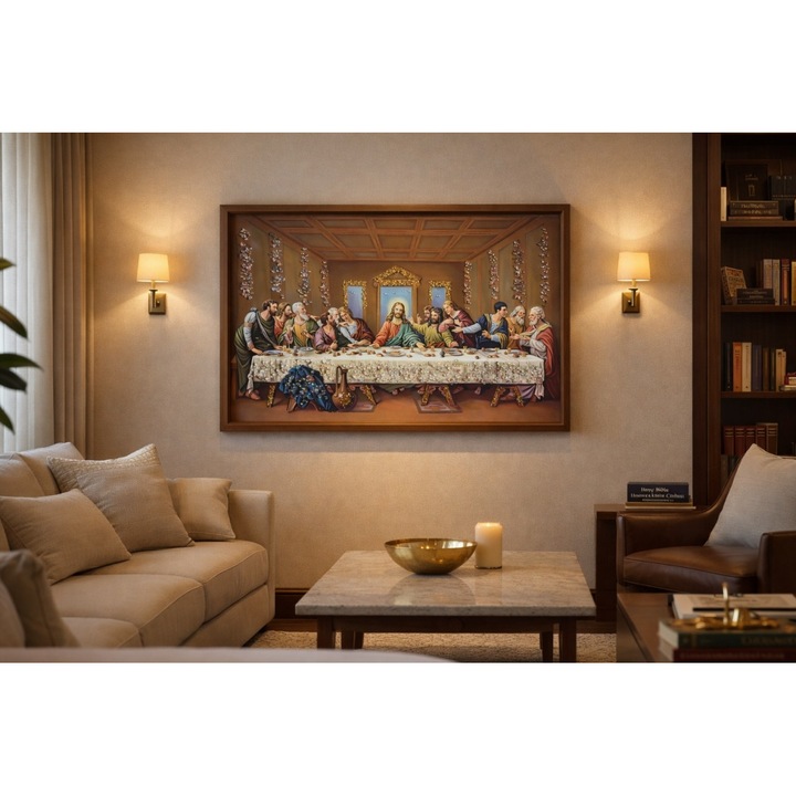 Табло Тайната вечеря с камъчета 70x50см - Brown