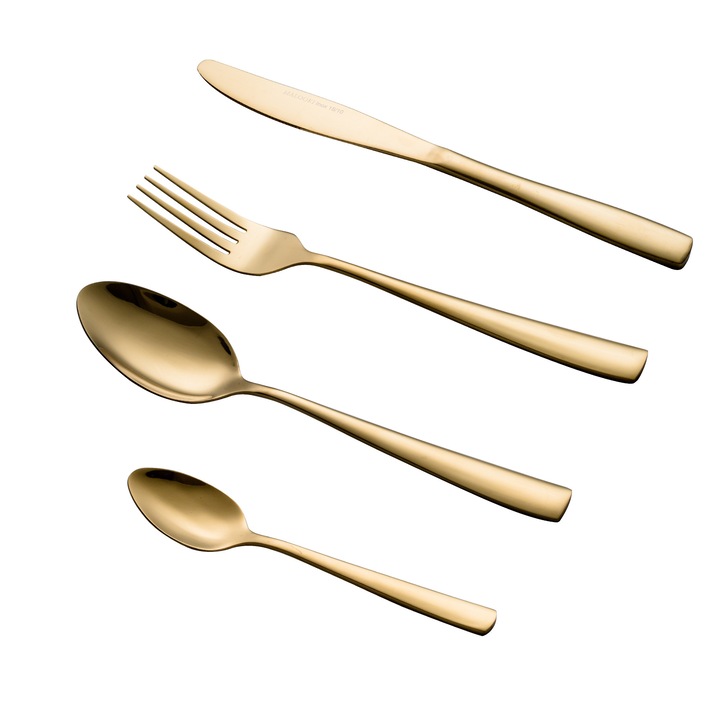 Set tacamuri 24 piese, pentru 6 persoane, Inox premium - Auriu