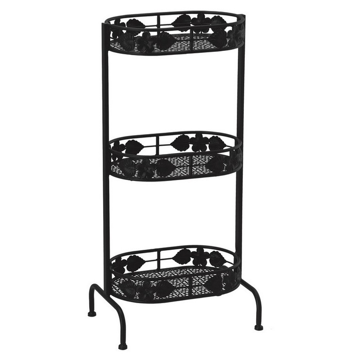 Raft за под 3 рафта, черен метал 39 x 27 x 80 см