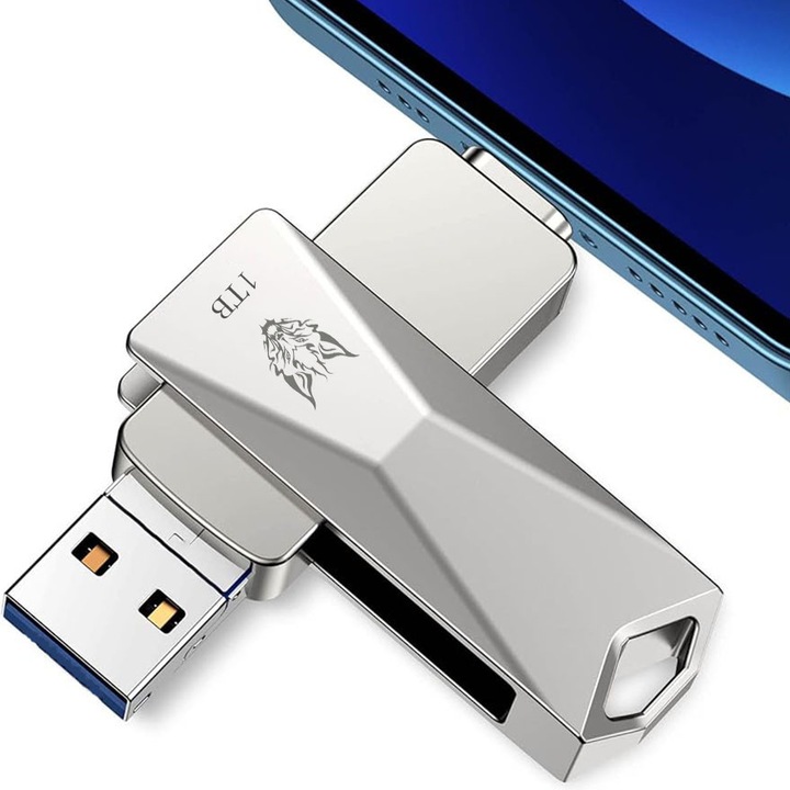 1TB USB C pendrive 3.0, USB A és Type C OTG USB flash meghajtó, kettős memóriás pendrive Android telefonokkal/PC-vel/laptoppal/Mac-kel kompatibilis
