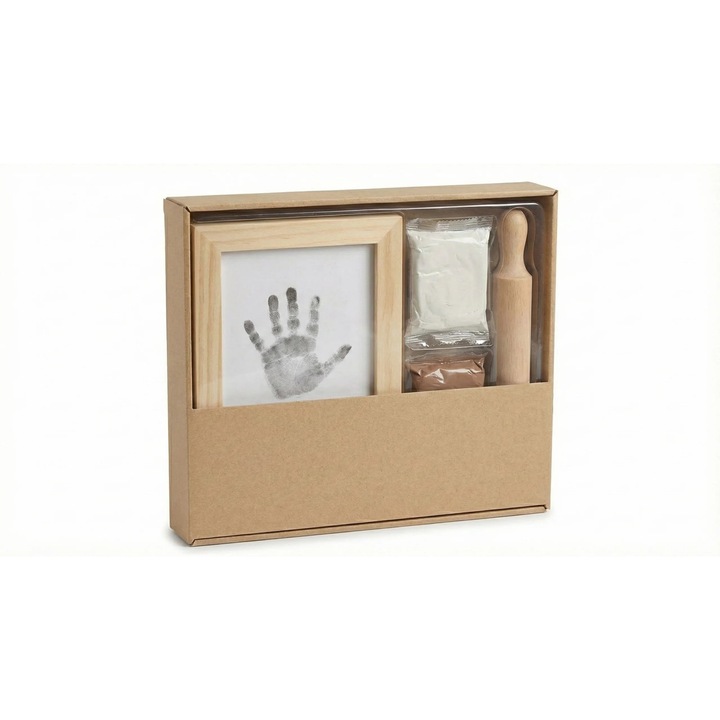 Set suvenir amprente maini si picioare bebelus, rama 2 in 1, decoratiune camera copilului, siguranta netoxica
