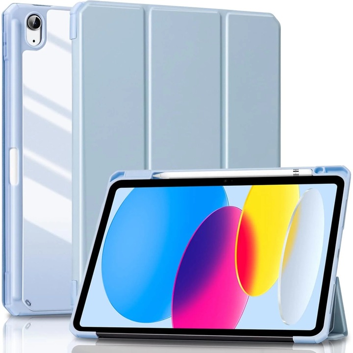 Husa pentru iPad de generatia a 10-a, 10,9 inci, piele PU, unghiuri de vizualizare, culoare neagra