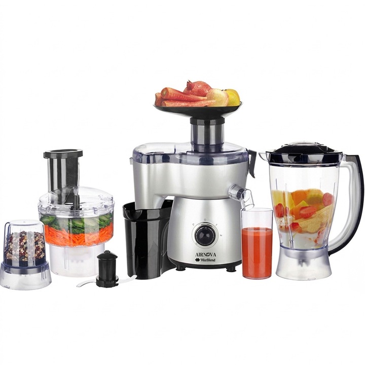 Robot de bucatarie AIRNOVA® VitaBlend BLD-09, Multifunctional 7 in 1, 800W, cu Blender, Tocator, Rasnita si Accesorii