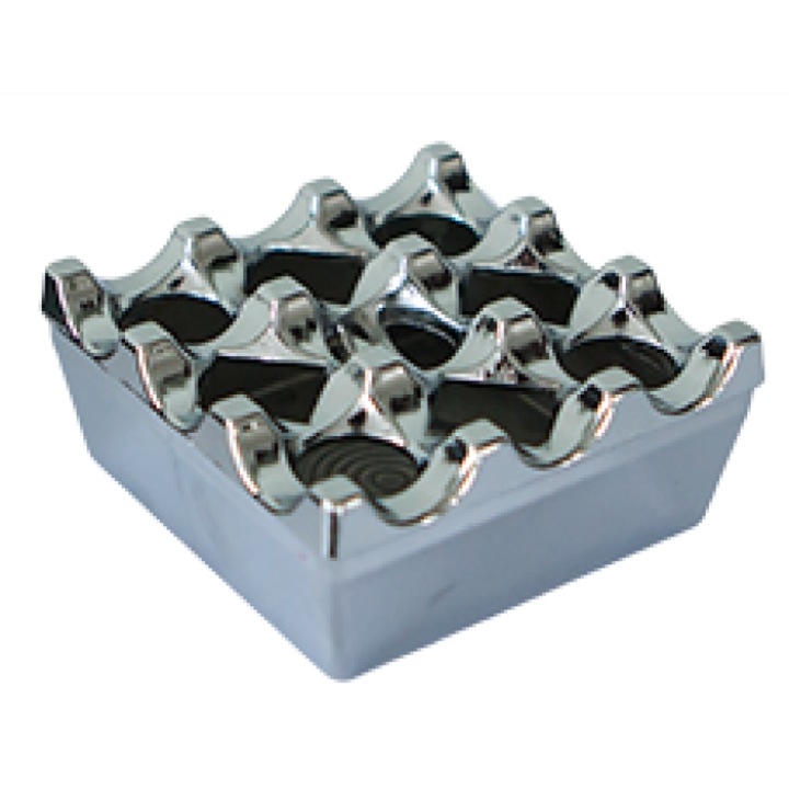 Scrumiera antivant aluminiu patrata RAKI, 8x8xh4cm, finisaj crom