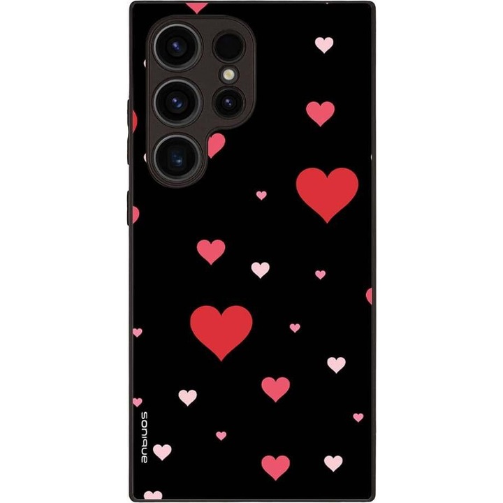 Husa telefon Sonique Heart Series, 3D flower, silicon, antisoc, neagra, pentru Samsung Galaxy S24 Ultra