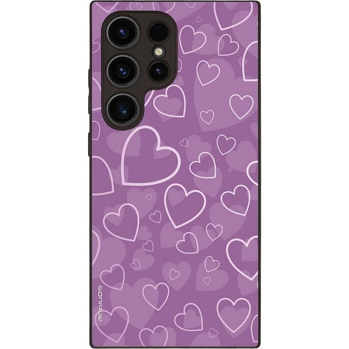 Husa telefon Sonique Heart Series, 3D flower, silicon, antisoc, violet, pentru Samsung Galaxy S24 Ultra