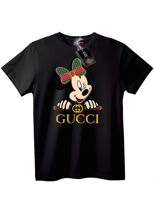 Tricou Gucci Minnie Mouse, Negru, 11-12 ani (152cm)