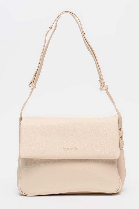 Pierre Cardin, Geanta crossbody din piele ecologica cu clapa, Bej deschis