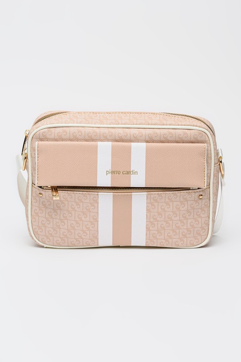 Pierre Cardin, Geanta crossbody din piele ecologica cu model logo, Bej