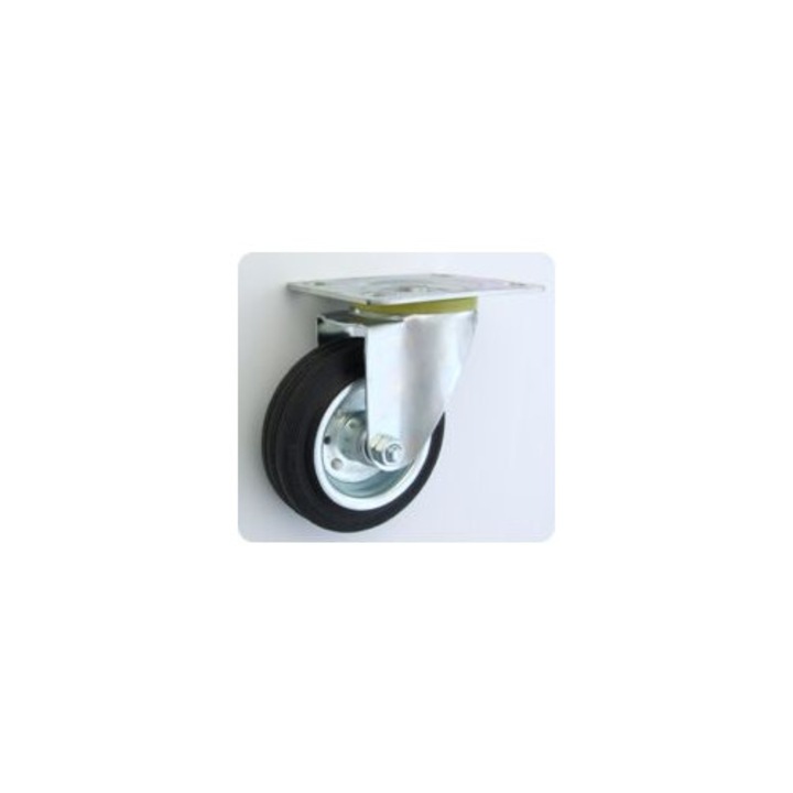 Roata metal-rubber 100mm cu carcasa pivotanta 12L