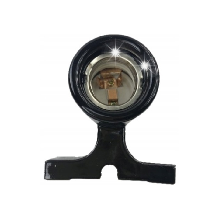 E27 foglalat, Alkri, fekete kerámia, 60W, 7,5x7,5cm