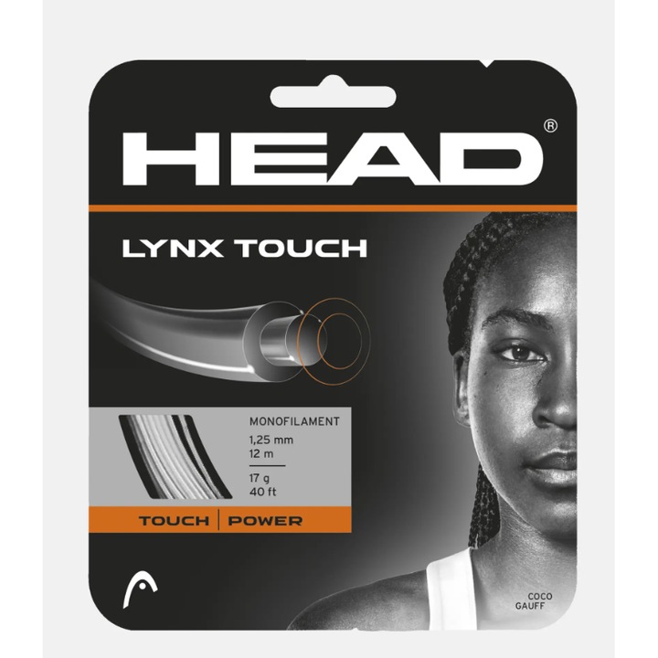 Snur tenis, HEAD, Turcoaz, 1.25mm/12m, Lynx Touch Co-Poliester Control+Comfort+Feel snap-back hibrid