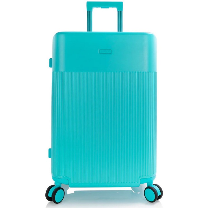 Troler Mediu de Cabina, Heys HiLite, 63.5x41.5x26 cm, 4.3 kg, Extensibil 20%, 100% Policarbonat usor, Cifru Incastrat, 4 Roti Duble 360° Spinner, Briza Acvatica