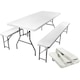 Set Masa De Gradina Cu 2 Banci, Pentru Terasa Sau Curte, Pliabila, Dreptunghiulara, Cadrul Otel, Dimensiune180x74x74