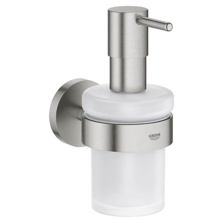 Dozator sapun Grohe Start, pe perete, metal, sticla, mat, otel satinat, 41195DC0