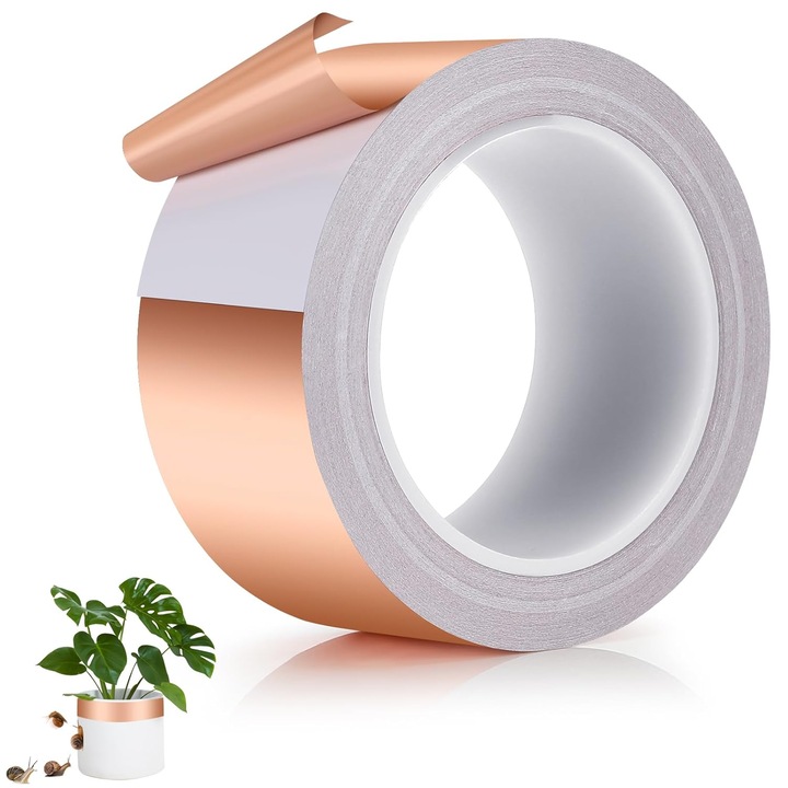 Csigavédő rézszalag 50 mm x 25 m - kétoldalas vezetőképes - árnyékoló szalag - rézszalag