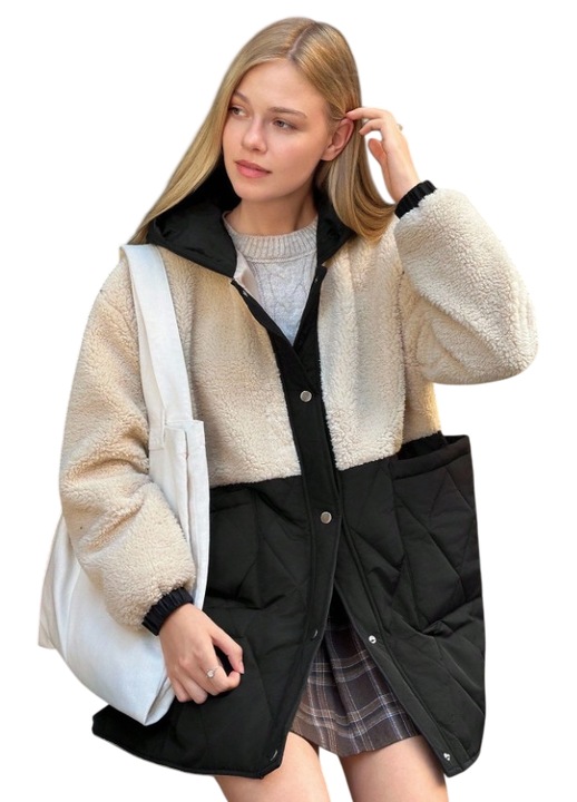 Jacheta dama casual primavara-toamna cu blana artificiala