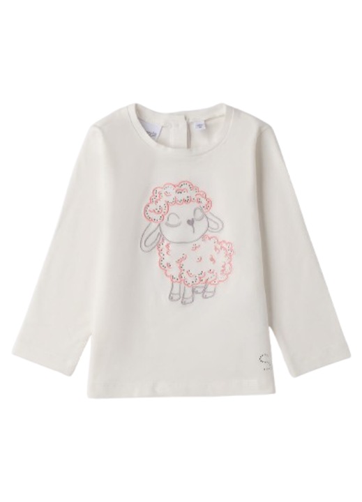 Bluza Sarabanda din Bumbac Peach-Touch cu Broderie Oita si Strass-uri