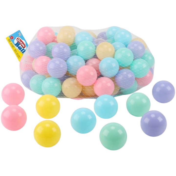 Set 100 Bile Colorate Pentru Copii 5.5 cm, Bile Plastic Pentru Piscina Cu Bile Si Loc De Joaca, Bile Multicolore Pentru Corturi Si Spatii De Joaca, Jucarie Distractiva Pentru Interior Exterior Copii 3+ Ani