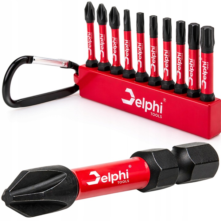 Set biti de impact, capete biti 10 bucati 50 mm T PZ2 PH2 cu breloc