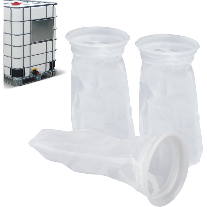 Set de 3 filtre IBC din nailon pentru rezervoare de apa de ploaie de 1000 l cu capac, filtru cu capac lavabil din nailon, accesorii pentru rezervoare IBC