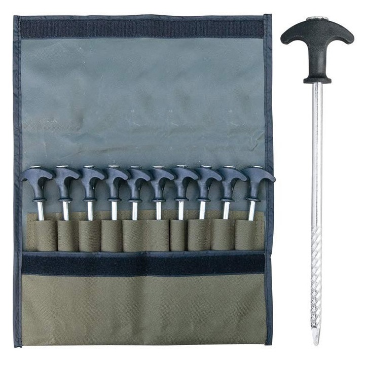 Baracuda Standard sátorcövek, 10 darabos szett, fúróval és hordtáskával