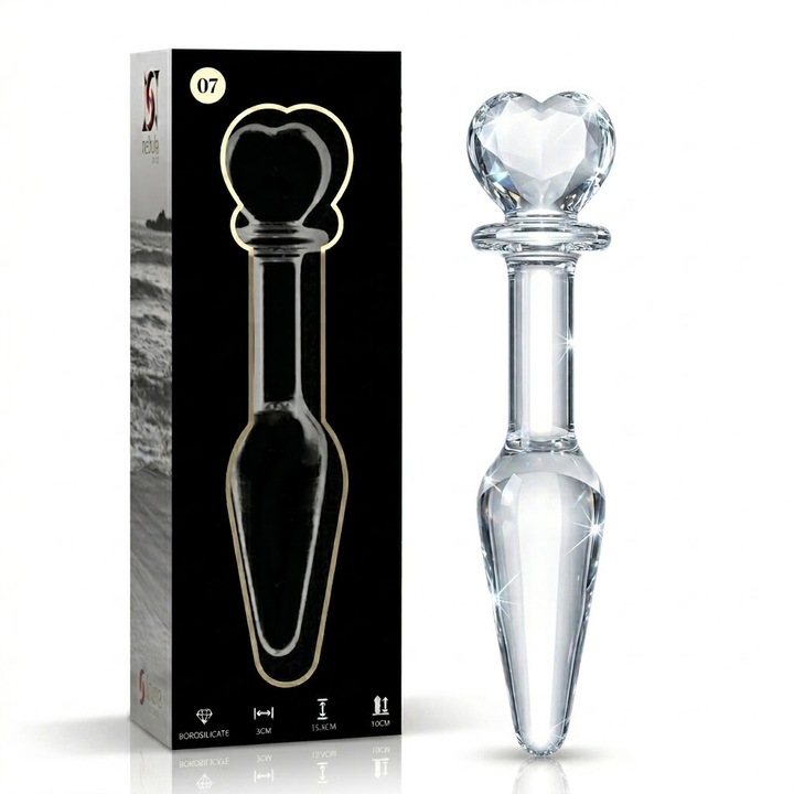 Plug Anal din Sticla Borosilicata Nebula Series by Ibiza, Model 7, Transparent, 13.5 cm